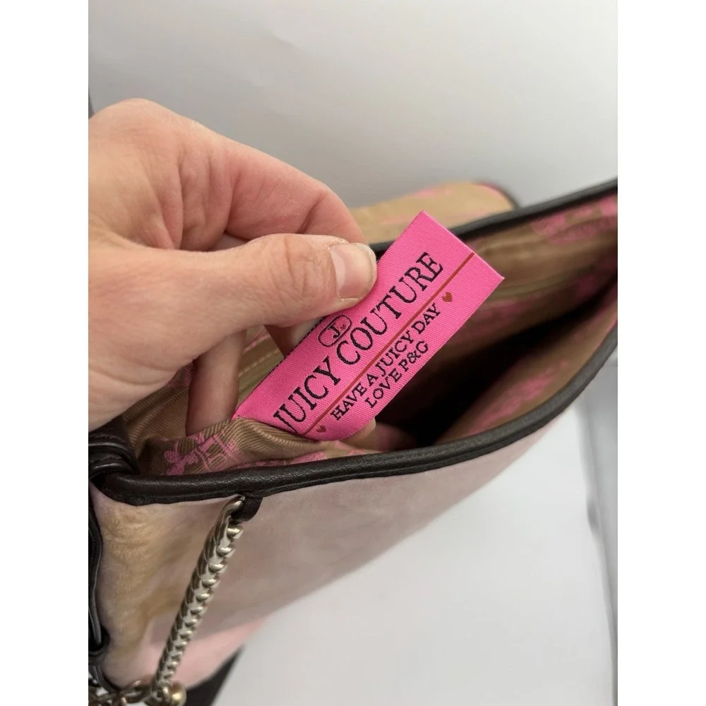Juicy Couture Vintage Pink Messenger‎ Bag La Couture Velour Dangle Charm